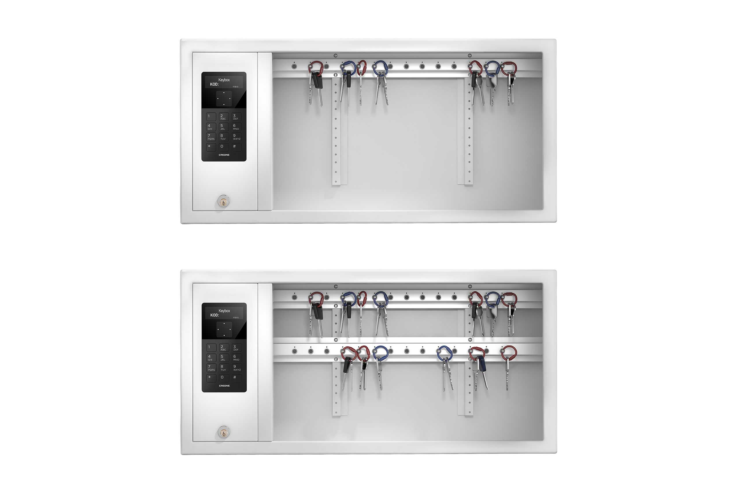 Two KeyBox key cabinets in the 9400 SC version with two key strips for different key storage needs