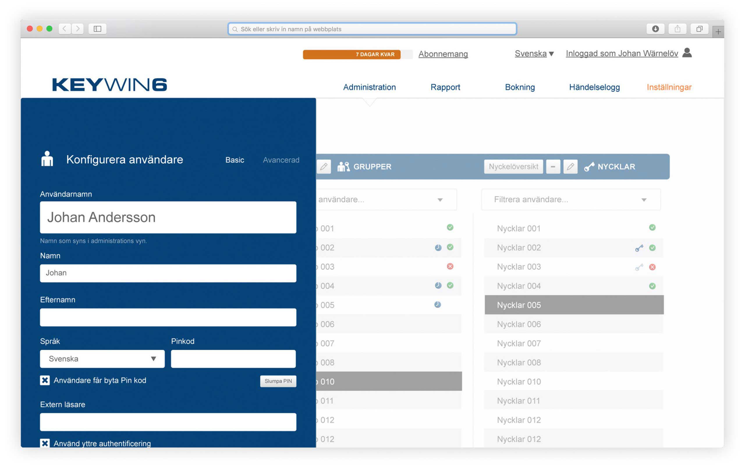 Incorporación de un usuario al software de gestión de llaves KeyWin