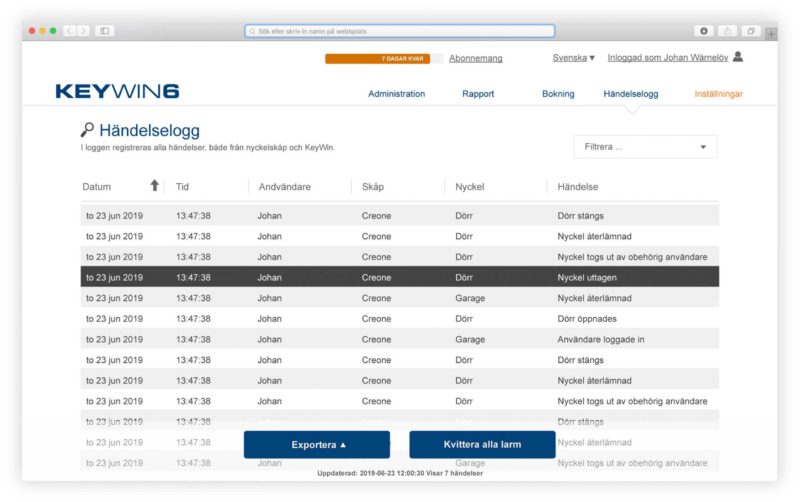 Ereignisprotokolle in der Schlüsselverwaltungssoftware KeyWin