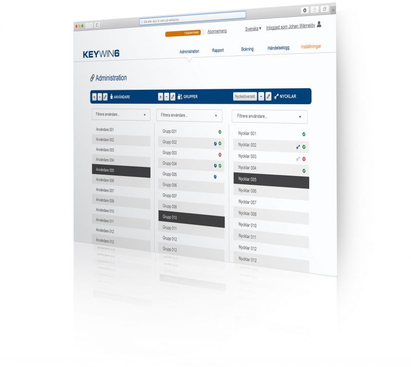 Program view for key management software KeyWin